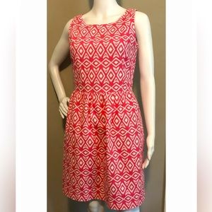 Brooks Brothers Pink White Ikat Print Sleeveless Dress Size 4